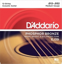 Струны D'Addario EJ39 Medium для 12-струнной акустической гитары  (USA) 12-52