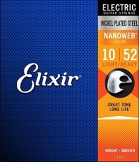 Струны для электрогитары Elixir 12077 NANOWEB Light 10-52 (USA)