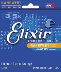Струны для электрогитары Elixir 12002 (16540) NANOWEB, 9-42 (USA)