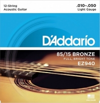 Струны D'Addario EZ940 Light для 12-струнной акустической гитары (USA)