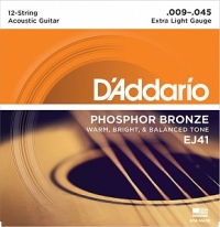 Струны D'Addario EJ41 Extra Light для 12-струнной акустической гитары (USA) 9-45