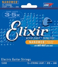Струны Elixir 12450 NANOWEB для 12 струнной электрогитары (USA) 10-47