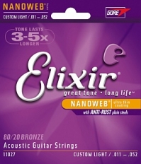 Струны для акустической гитары Elixir 11027 NANOWEB, 11-52, бронза 80/20(USA)